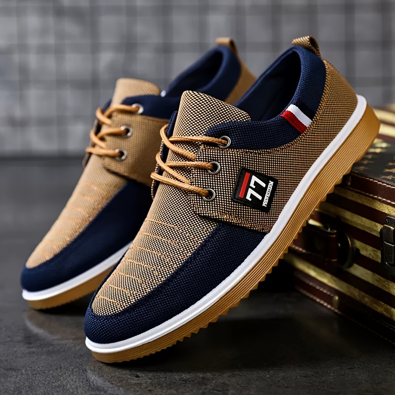 Knit Fabric Lace Up Sneakers - 새롭고 트렌디한 남성 캐주얼 스포츠화, 편안하고