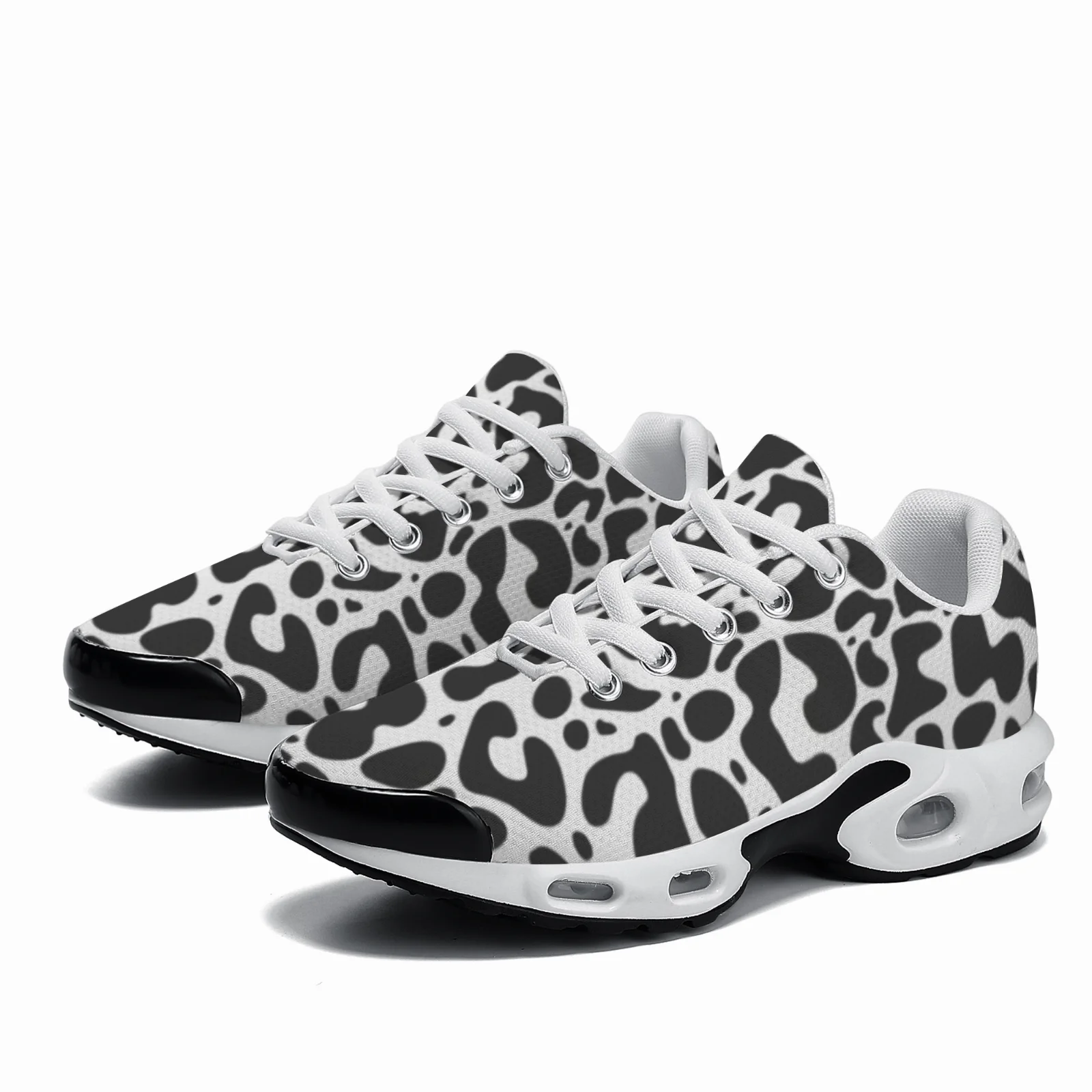 Breathable Mesh Athletic Shoes - 맞춤 제작 가능한 블랙 레오파드 프린트