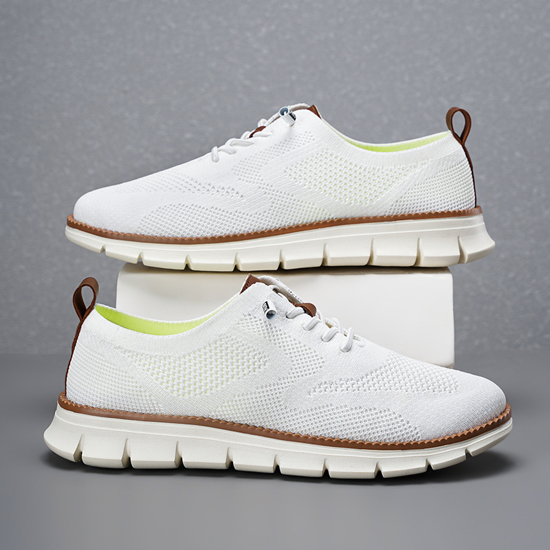 Knit Fabric Lace Up Sneakers - 2026 신상 남성 통기성 니트 메쉬