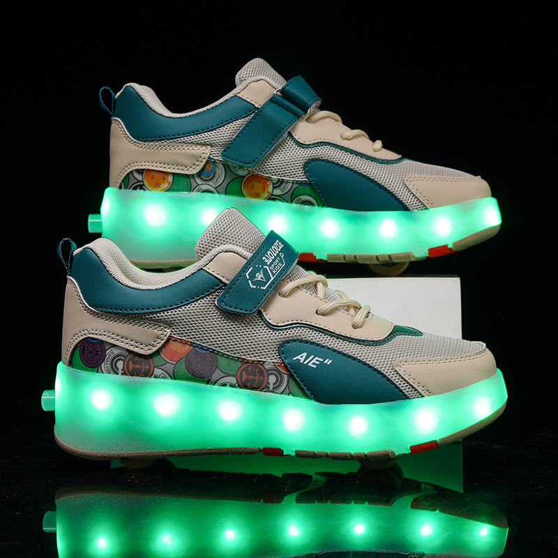 Running Shoes - 4륜 접이식 LED 라이트가 있는 유스