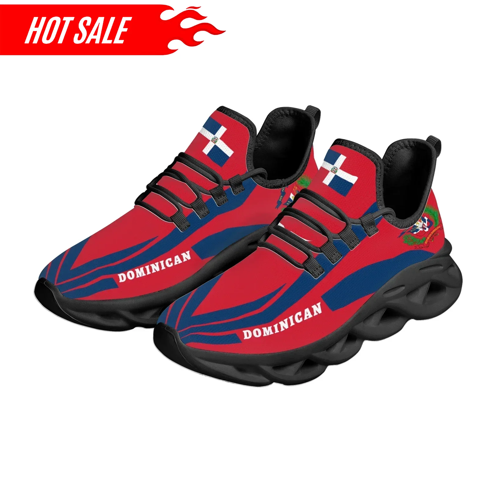 핫한 도미니카 국기 국장 디자인 경량 통기성 플랫폼 신 - Knit Fabric Lace Up Sneakers 리뷰 및 가격