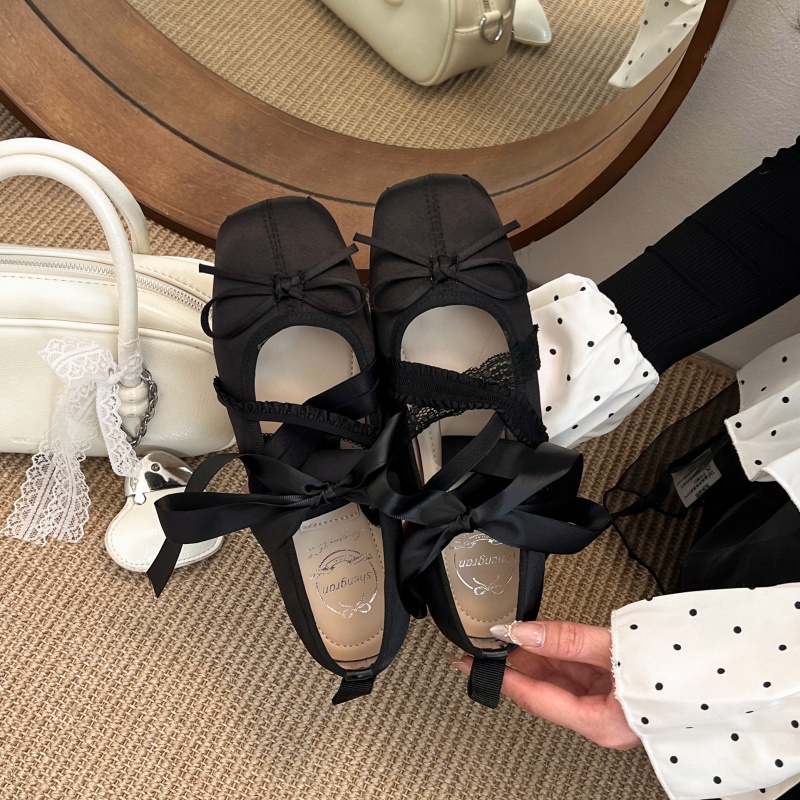 새로운 봄 편안한 레이스업 발레 스퀘어 토 로우컷 플랫 - Women'S Shoes 리뷰 및 가격